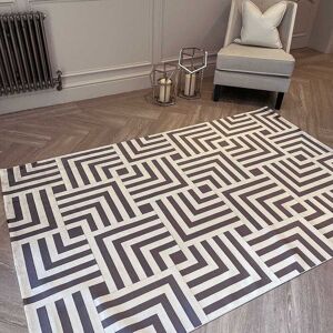 Rosetta Charcoal & Champagne Geometric Patterned Rug, 160 x 230cm