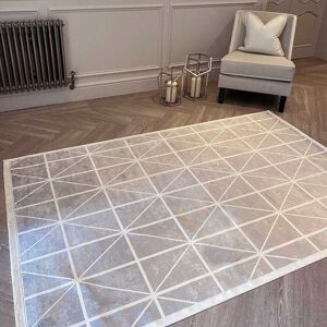 Varenna Cream & Grey Geometric Patterned Rug, 120 x 180cm