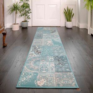 Duck Egg Traditional Patchwork Living Room Rug - Milan - 60cm x 110cm