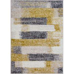 Yellow and Grey Stripe Rug - Milan - 80cm x 150cm