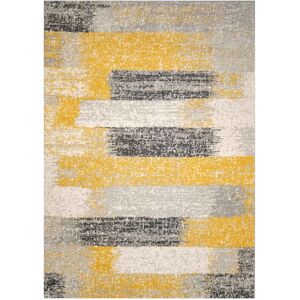 Modern Yellow and Grey Stripe Rug - Milan - 60cm x 110cm