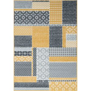 Ochre Grey Patchwork Rug - Milan - 60cm x 110cm