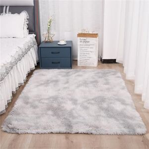 Treer Rugs Living Room Large Extra, Faux Fluffy Shaggy Plush Rug Soft Area Rug Modern Anti-Slip Floor Carpet Mat for Kids Bedrooms Hallway Home Decor (40x60cm,Tie-dye light grey)