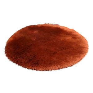 Benoon Area Rug Carpets Soft,30/35/40/45cm Round Plain Fluffy Rug Pad Carpet Bedroom Mat Cover Home Decor - Red Brown 35cm