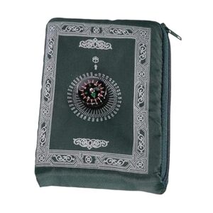 2 UR DOOR Travel Friendly Foldable Portable Waterproof Pocket Prayer Mat with Compass - Polyester Washable Janamaz, 100 x 60 cm, Ideal Travel Prayer Rug - Gift for Muslims (Dark Green)