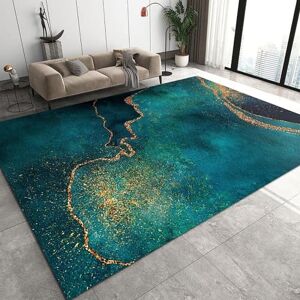 Generic Area Rug Abstract Golden Green Marble 3D Printed Carpet Polyester Soft Touch Short Pile Rug Non Slip Area Rug Easy Clean For Living Room Bedroom Kitchen Floor Mat 140 X 200 Cm -9P3E9J9H6H8U3X4W6I3