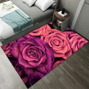 Generic 3D Optical Illusion Rugs Soft Flannel Floor Carpet Living Room Bedroom, Red Rose Flower Plant - Throw Runner Rugs Low Profile Door Mats 3D Printed Carpet Non Slip Area Rug 140 X 200 Cm -2A6S/P9U6-3