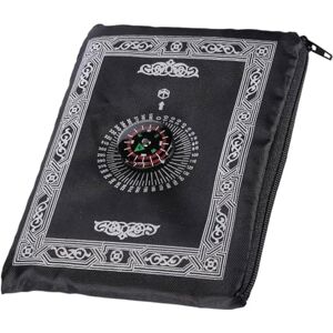 Generic CYBERPLANET Pocket Travel Prayer Mat Foldable Portable Waterproof Prayer Mat with Compass Pocket Ja Namaz Kabba Muslim (Black)