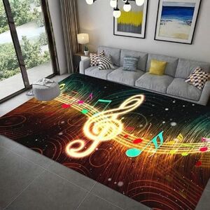 Generic Living Room Rug 3D Colorful Music Symbols Printed Floor Mat Bathroom Foot Mat Area Rug Teenage Bedroom Decorative Game Room Mat, 140 X 200 Cm - Polyester Soft Touch Easy Clean -8L5J4H5J2J6P3E3G2K0U1Z4