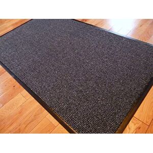 TrendMakers Small Entrance Door Mat 40cm x 60cm Rubber Backed Non Slip - Grey/Black