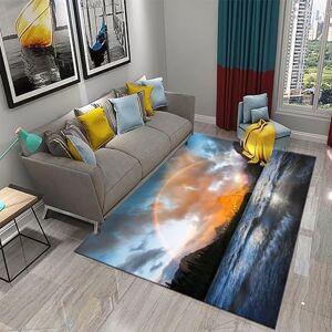 Generic Seascape Sunrise Nature Scenery 3D Printed Carpet Not-Slip Area Rugs,3D 140 X 200 Cm Rugs,Soft Floor Carpet Living Room Bedroom Low Profile Runner Rugs, Soft Stain Resistant Easy Clean -0P8X/G8U4-4