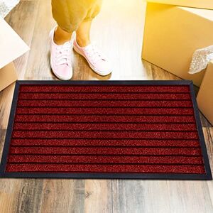 Rugs Inn Dirt Trapper Rubber Door Mat Outdoor - Red, 45 x 75 cm - Heavy Duty Non Slip Waterproof and Washable Strong PVC Backing Floor Mat for Entrance