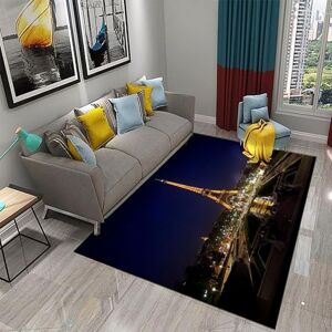 Generic Area Rug Night View Tower 3D Printed Carpet Polyester Soft Touch Short Pile Rug Non Slip Area Rug Easy Clean For Living Room Bedroom Kitchen Floor Mat 140 X 200 Cm -2S9F4U1F6P1