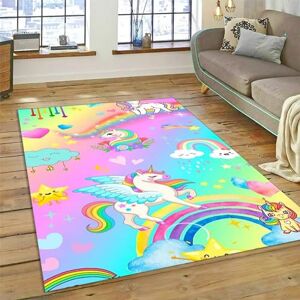 Generic Unicorn Cartoon Animal Modern Living Room Rug 140 X 200 Cm 3D Printed Area Rug Flannel Bedroom Rug Decoration Men Boys Room Game Floor Mat Anti-Slip Kitchen Bathroom Rug Pad Door Mat-4P0U/I0H3-4