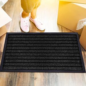 Rugs Inn Dirt Trapper Rubber Door Mat Outdoor - Black, 45 x 75 cm - Heavy Duty Non Slip Waterproof and Washable Strong PVC Backing Floor Mat for Entrance