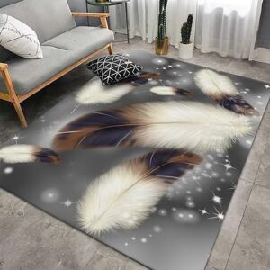 Generic Beautiful White Feathers Rug 3D Printed Carpet Large Non Slip Area Rugs Washable Soft Flannel Floor Mat For Kids Room Living Room Bedroom 140 X 200 Cm - Polyester Soft Touch Easy Clean -0W8U4P5L8O8