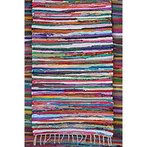 UAREHOME 100% Recycled Cotton Handmade Mat Multi Coloured Chindi Floor Rag Rug (Chindi 40x60)