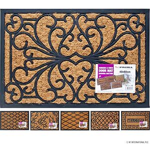 BARGAINS-GALORE Home Entryway Heavy Duty Non Slip Door Mat Panama Home Welcome Rubber Natural Coir 40 X 60cm Home Entrance Mat Welcome Mat For Outside Porch Entrance