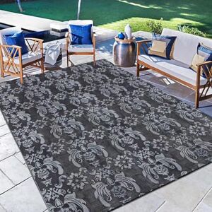 HGTRH Outdoor Rugs for Patios Waterproof, Recycled Plastic Straw Rug, Outdoor Woven Rugs for Garden Patio Waterproof with Fix Hole Portable for Rv, Camper, Balcony, Backyard, Deck