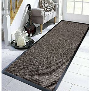 TrendMakers Small BEIGE/BLACK Hardwearing Heavy Duty Black PVC Edge Pile Top Rubber Barrier Entrance Door Kitchen Utility Dust Floor Mats Rugs 40cm x 60cm