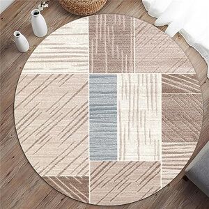 Highdi Round Area Rugs Living Room, Soft Fluffy Carpet Mat for Bedroom Circle Area Rug Patchwork Geometry Floor Rug Bedside Rug Non Slip for Kitchen Home Decor Floor Mat (40cm,Coffee)