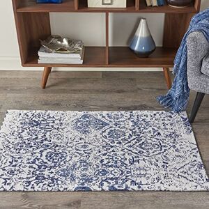 Nourison DAS06 Damask Rug, Ivory Navy 1.14m x 0.69m