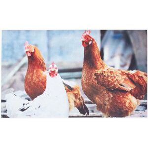 Homescapes Chicken Printed 100% Recycled Rubber Non-Slip Doormat