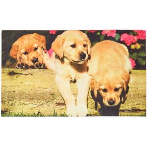 Homescapes Puppies Printed 100% Recycled Rubber Non-Slip Doormat