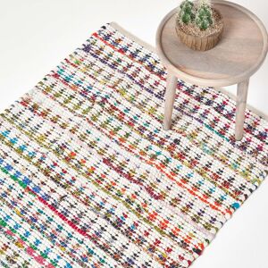 Homescapes Handwoven Multi Coloured 100% Cotton Diamond Chindi Rug, 160 x 230 cm