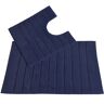 Allure Bath Fashions (Navy) Allure Linear Rib 2pc Cotton Bath & Pedestal Mat Set