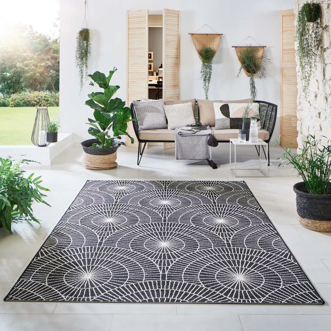 Mistana Kocher Flatweave Black/Ivory Rug black/white 160.0 W x 0.5 D cm