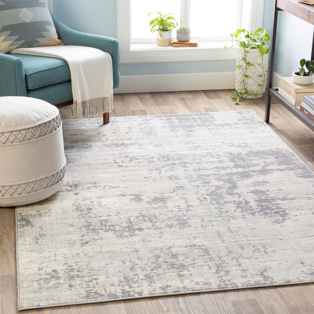 Mistana Manzanares Power Loom Grey/Ivory Rug white 160.0 W x 0.9 D cm