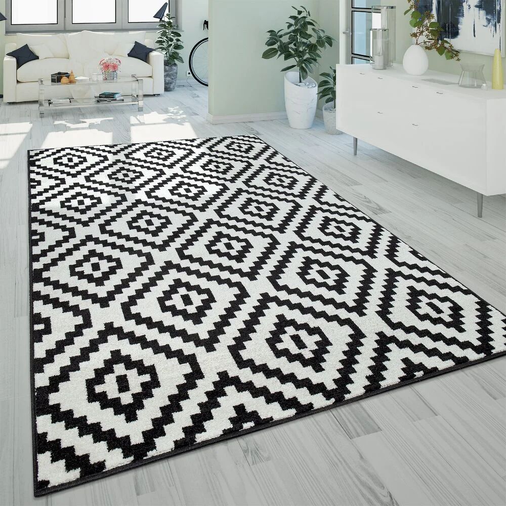 Mistana Jerrold Flatweave Black/Light Grey Rug black/gray 70.0 W x 1.2 D cm