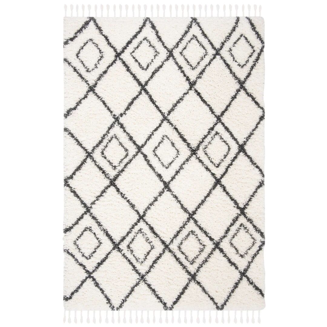 Mistana Ried Ivory Looped/Hooked Area Rug white Rectangle 60 x 90cm