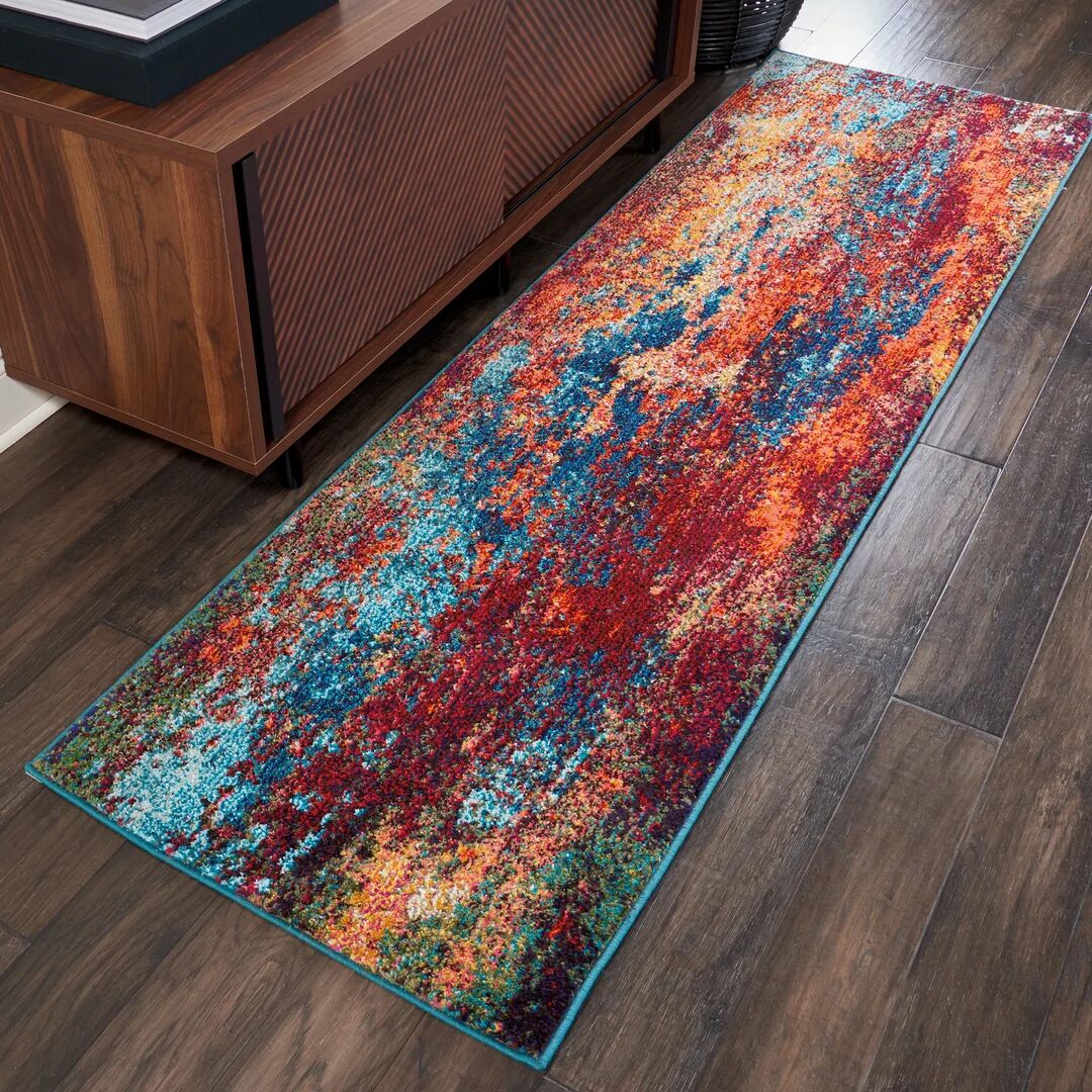 Mistana Gerome Blue/Orange/Red Area Rug blue/orange/red 66.0 W x 0.6 D cm