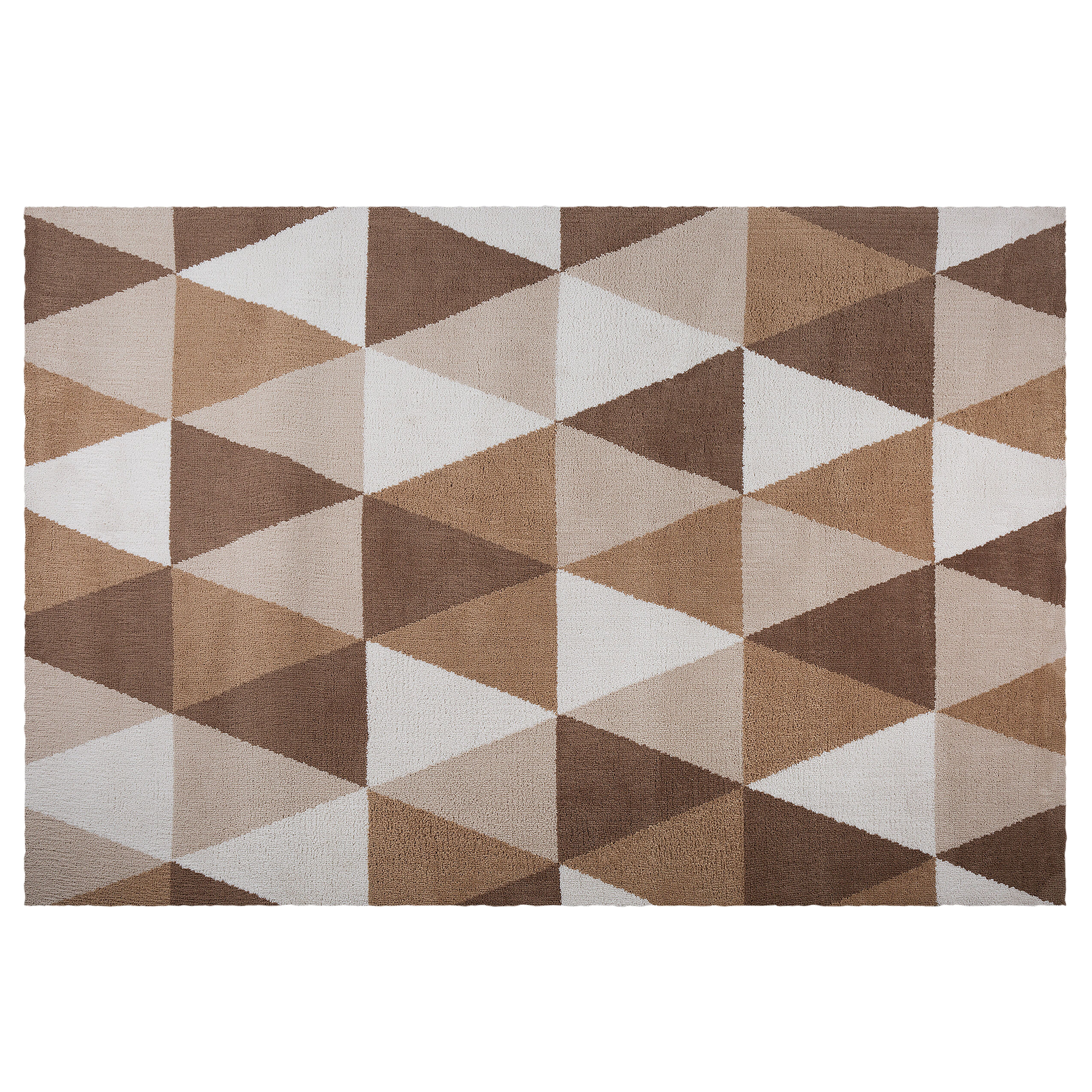 Beliani Area Rug Beige Fabric 140 x 200 cm Rectangular Geometric Pattern Modern
