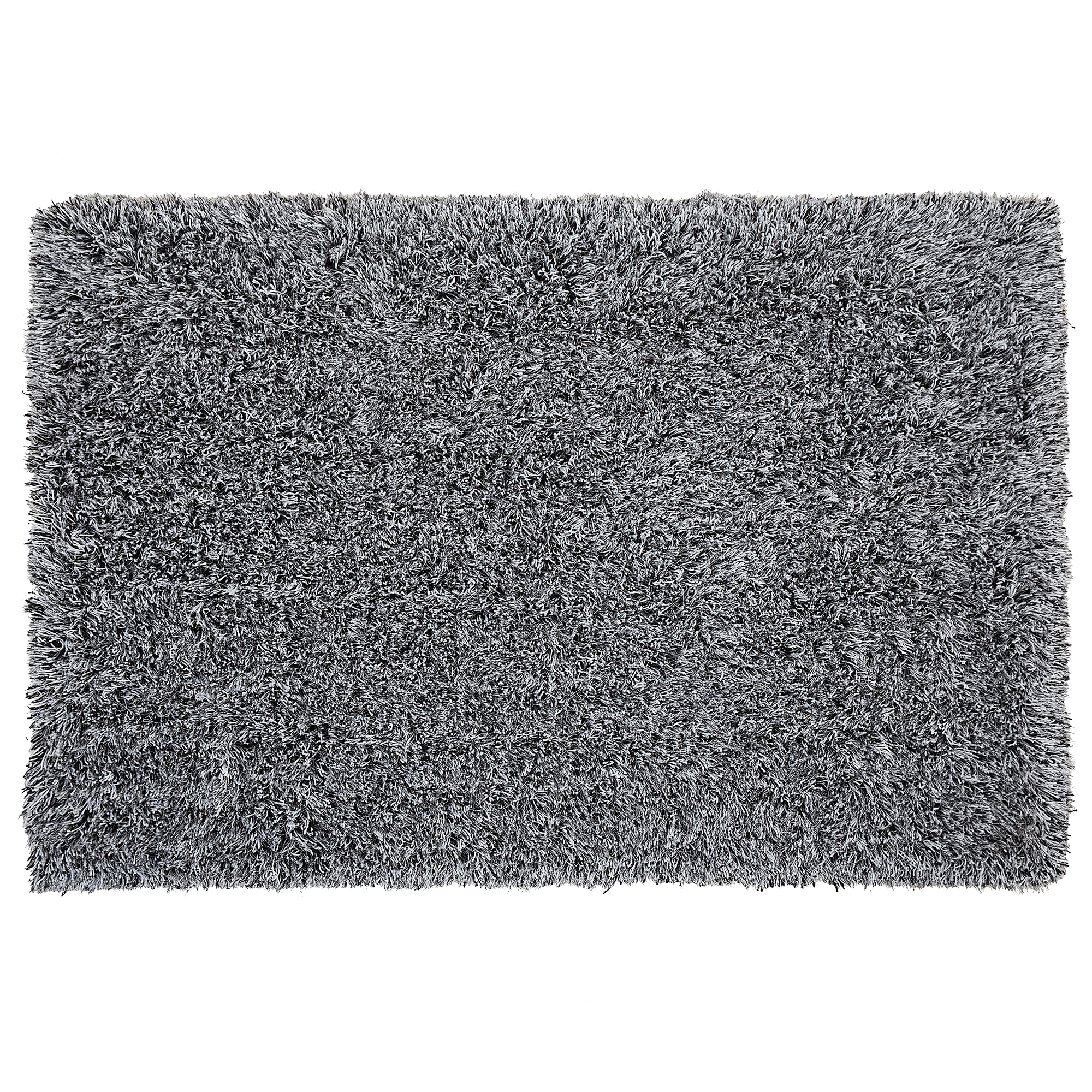 Beliani Shaggy Area Rug High-Pile Carpet Solid Black and White Polyester Rectangular 160 x 230 cm