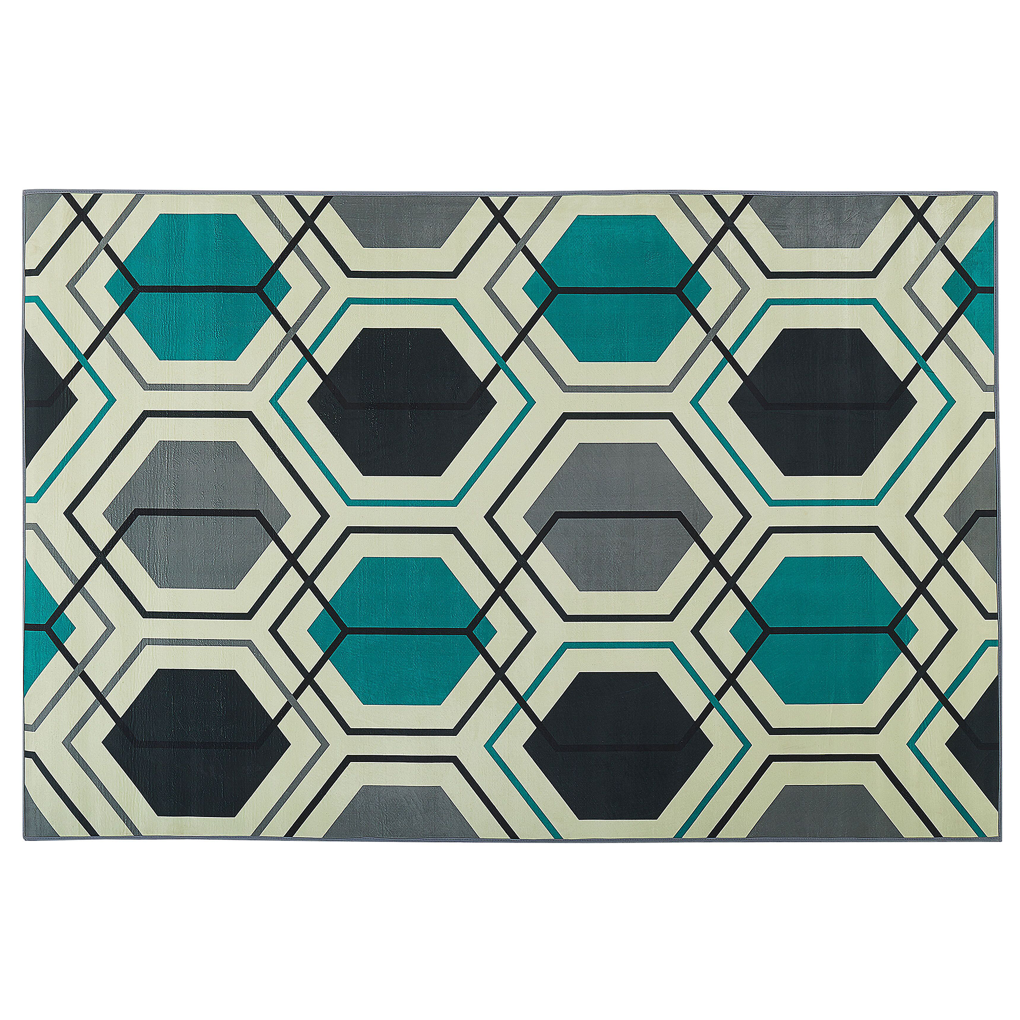 Beliani Area Rug Carpet Multicolour Polyester Fabric Geometric Linear Pattern Rectangular 140 x 200 cm