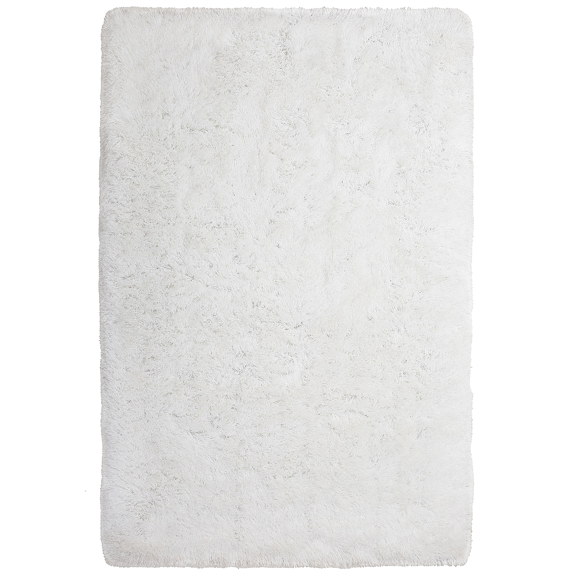 Beliani Shaggy Area Rug High-Pile Carpet Solid White Polyester Rectangular 200 x 300 cm