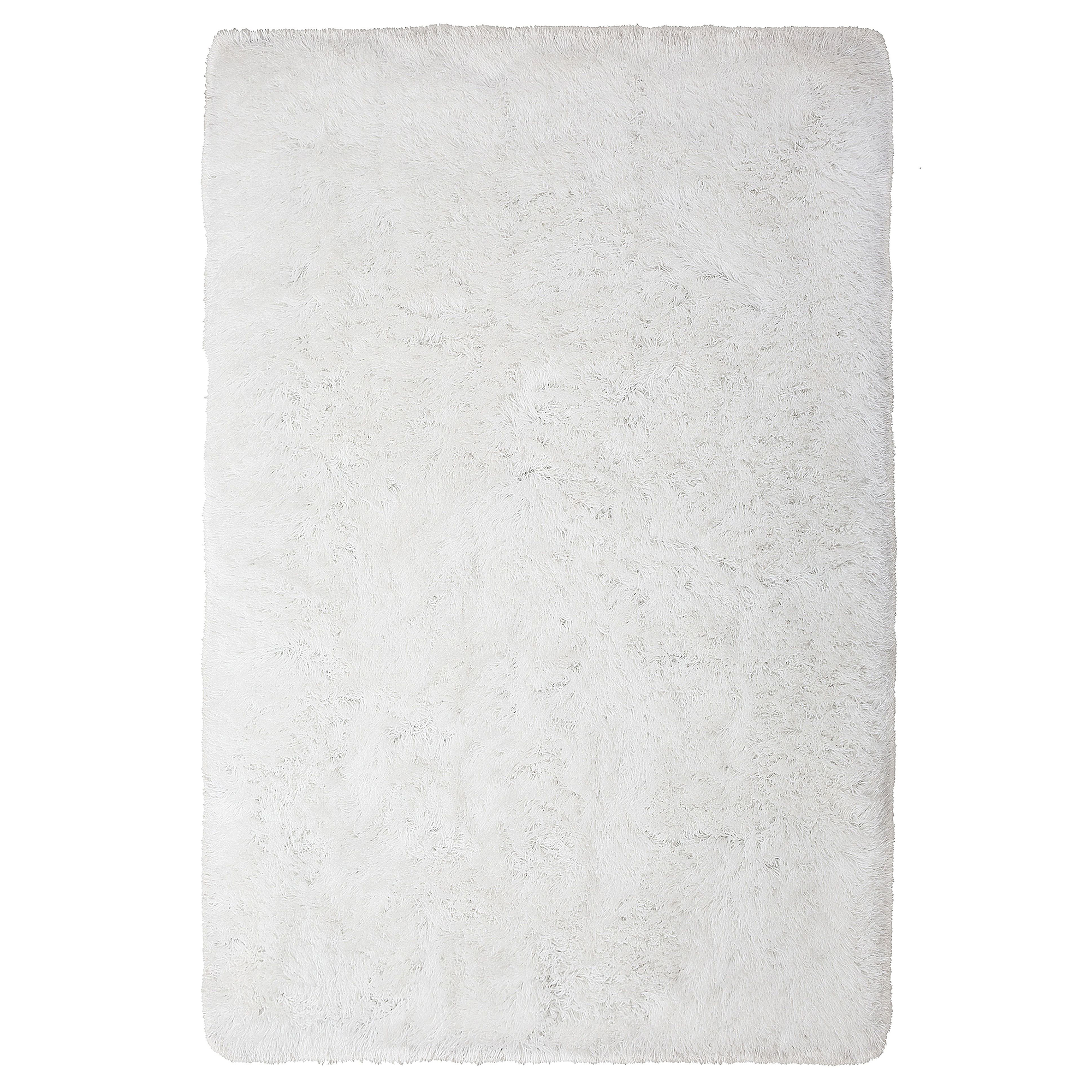 Beliani Shaggy Area Rug High-Pile Carpet Solid White Polyester Rectangular 140 x 200 cm