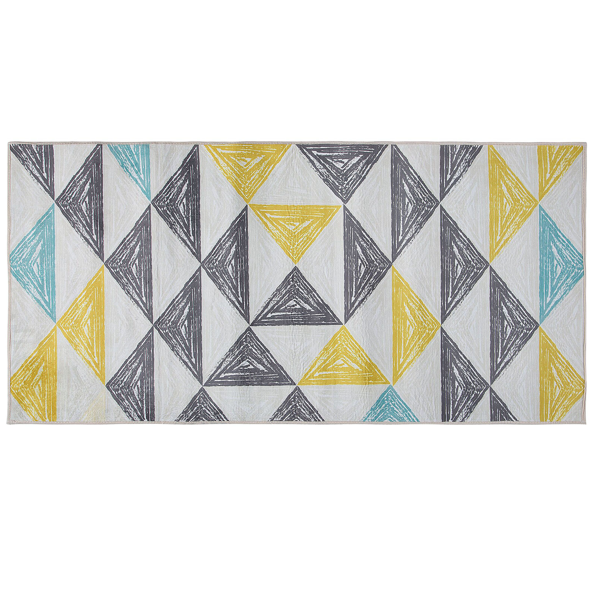 Beliani Area Rug Grey and Yellow Printed Geometric Pattern 80 x 150 cm Low Pile