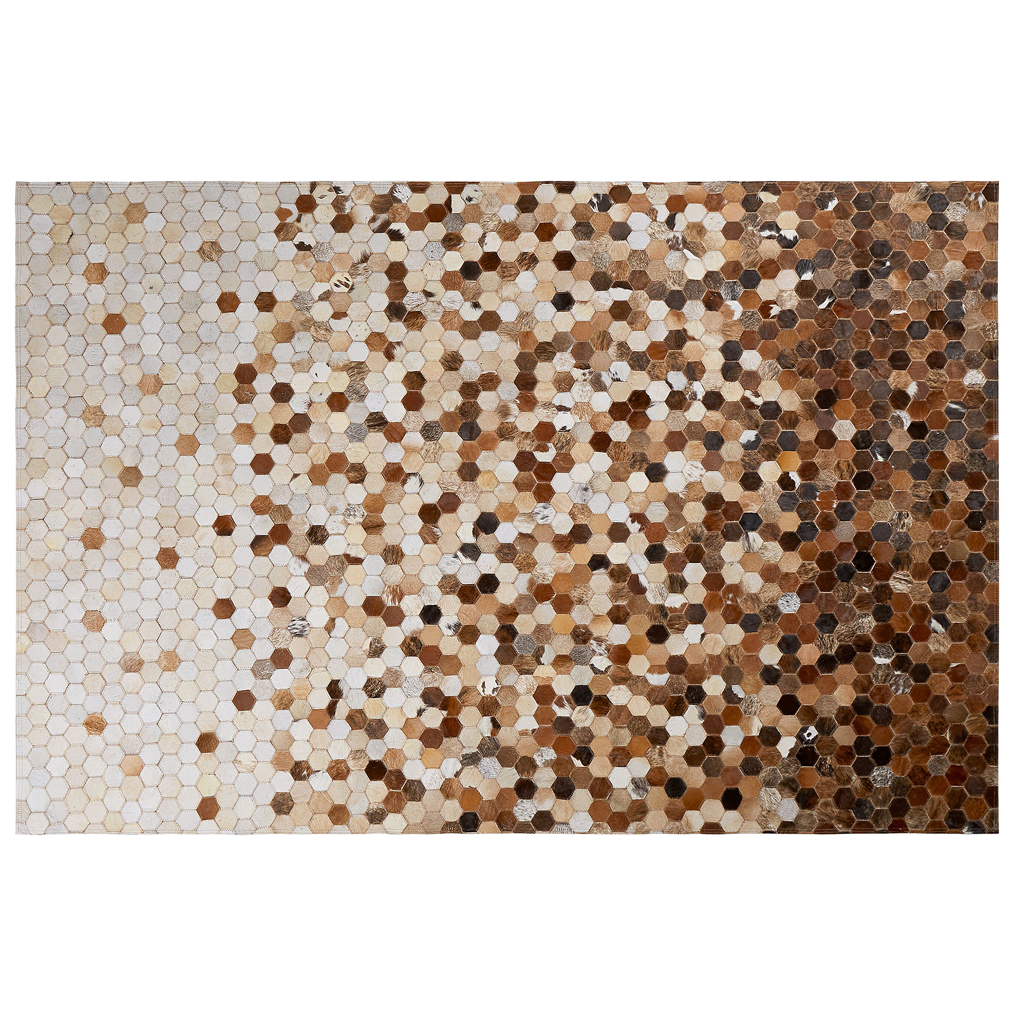 Beliani Area Rug Brown and Beige Genuine Cowhide Leather 140 x 200 cm Boho Style Patchwork