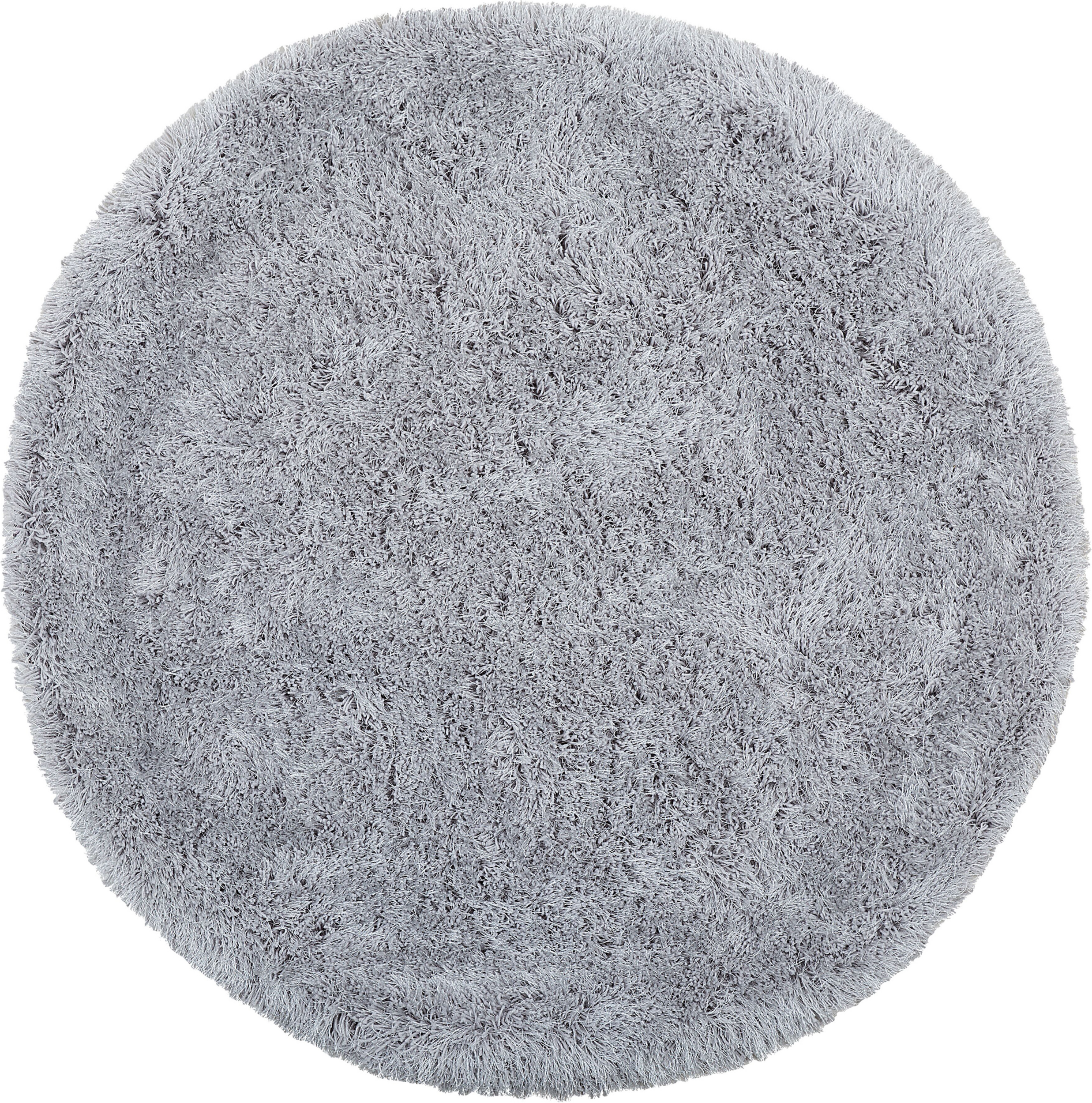 Beliani Shaggy Area Rug High-Pile Carpet Solid Grey Polyester Round 140 cm