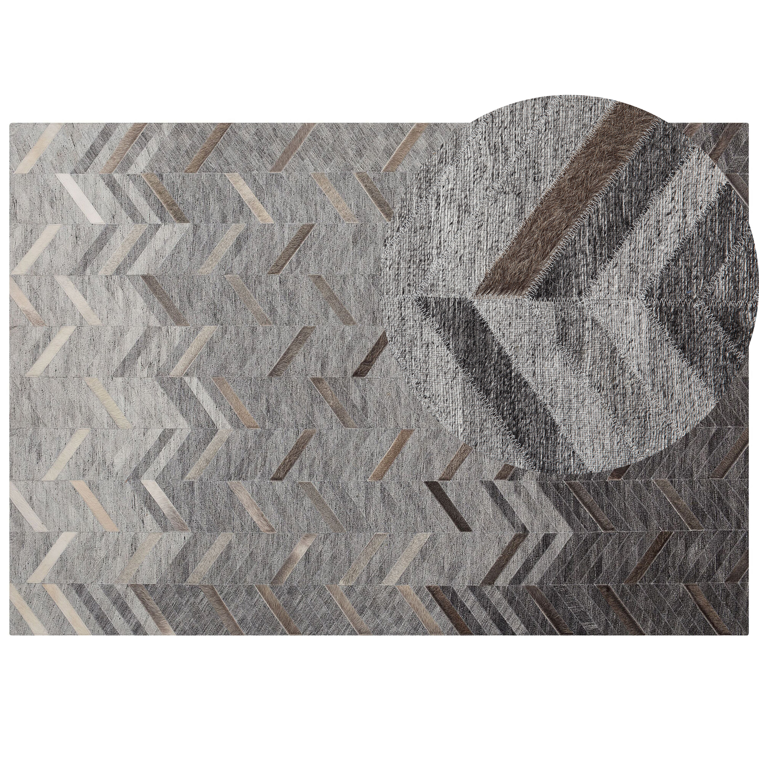 Beliani Area Rug 160 x 230 cm Grey Cowhide Leather Geometric
