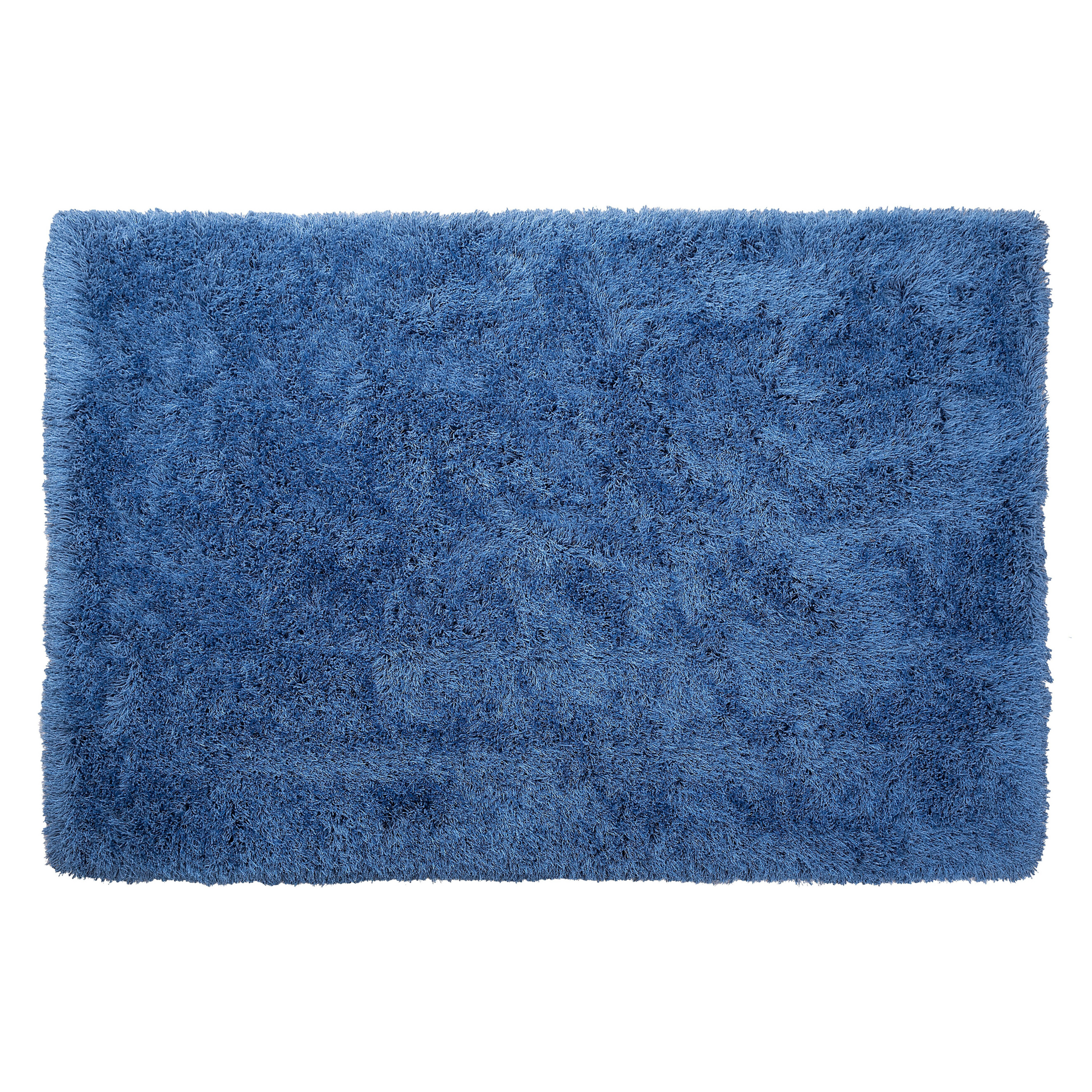 Beliani Shaggy Area Rug High-Pile Carpet Solid Blue Polyester Rectangular 140 x 200 cm