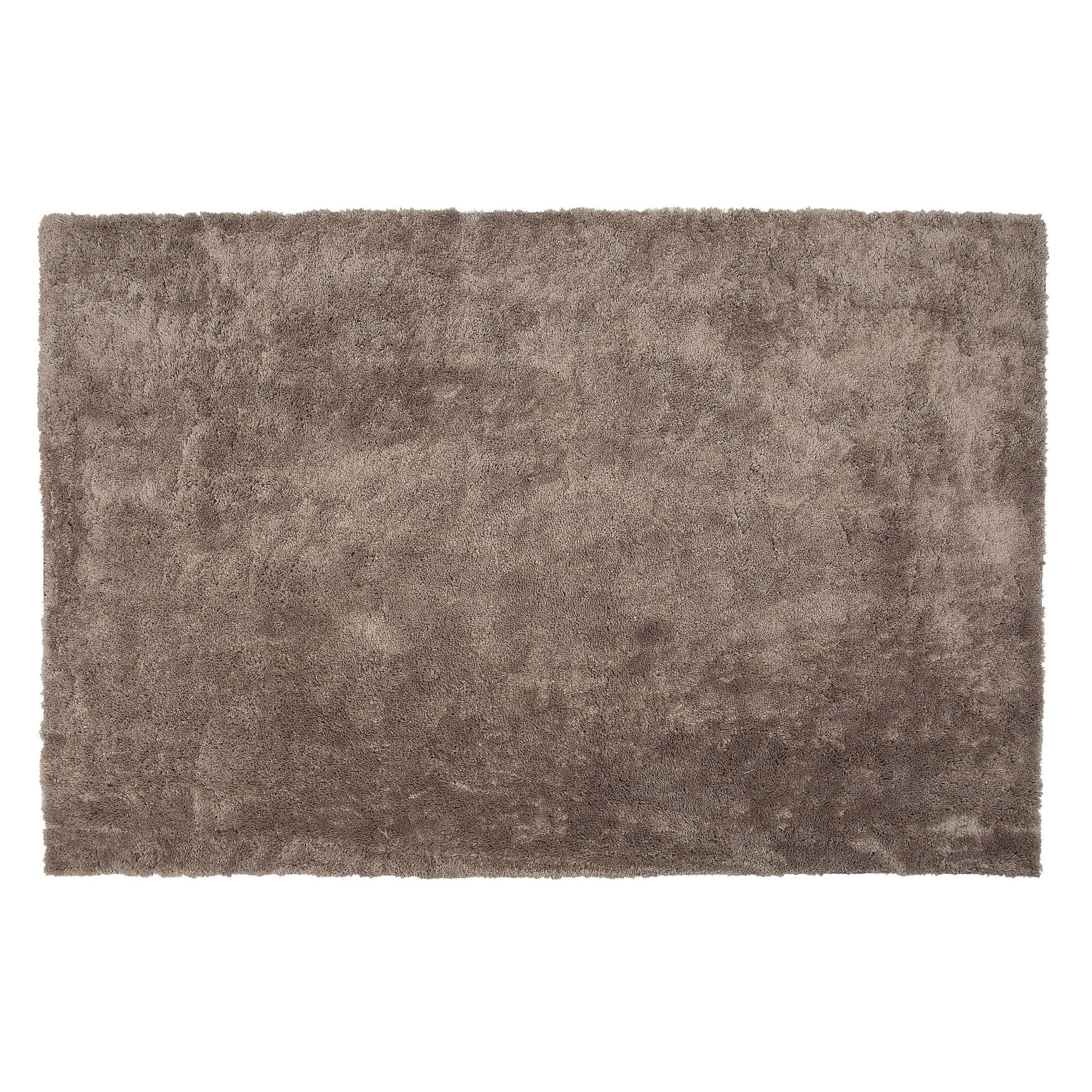 Beliani Shaggy Area Rug Light Brown Cotton Polyester Blend 140 x 200 cm Fluffy Dense Pile