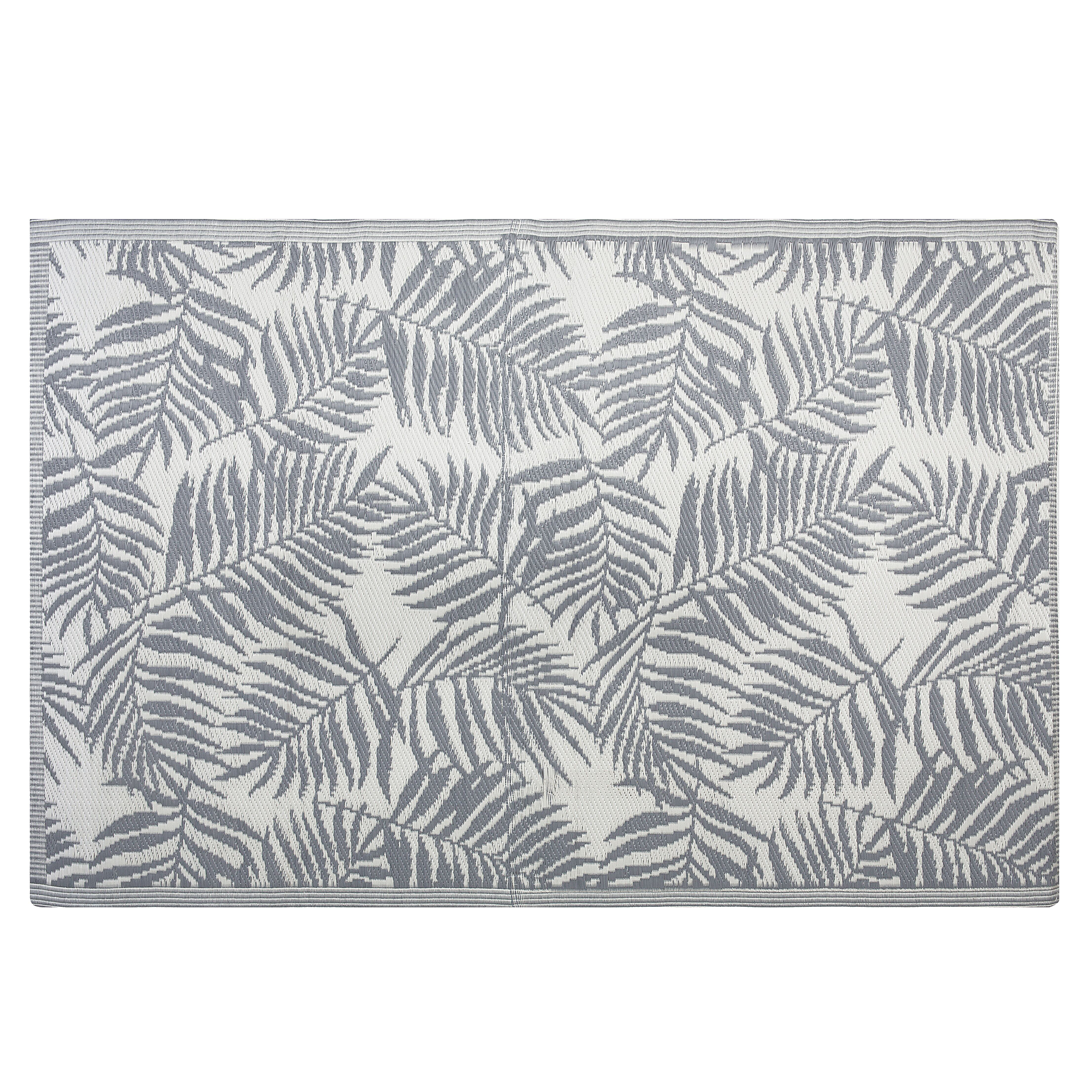 Beliani Outdoor Rug Mat Grey Synthetic 120 x 180 cm Palm Leaf Floral Pattern Eco Friendly Modern