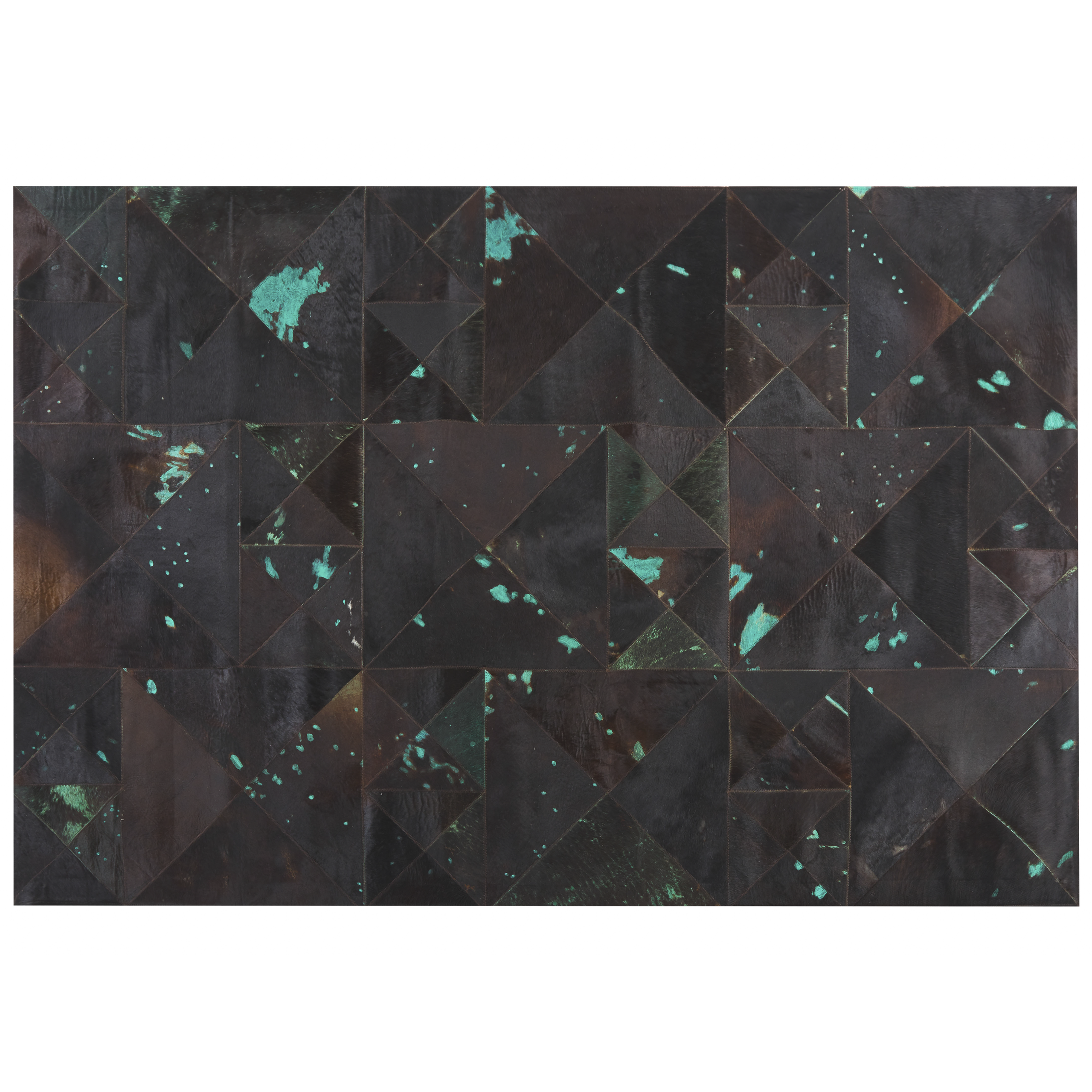 Beliani Rug Black and Blue Cowhide Leather 230 x 160 cm Abstract Handcrafted Low Pile Modern