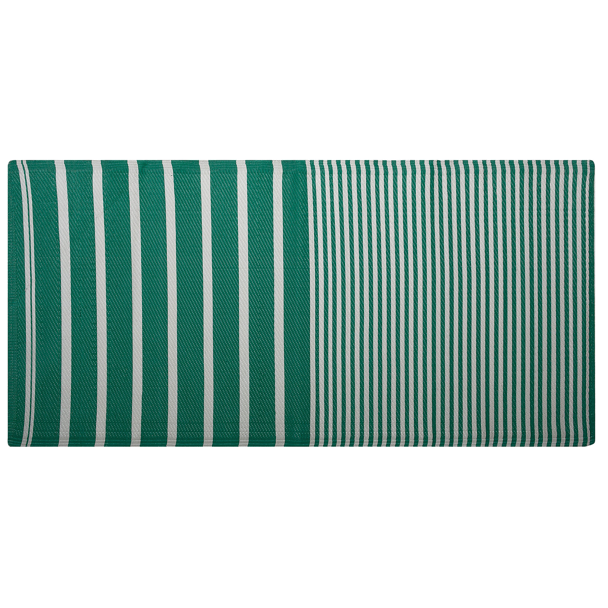 Beliani Outdoor Rug Mat Green Synthetic 90 x 180 cm Striped Geometric Pattern Eco Friendly Modern Minimalist