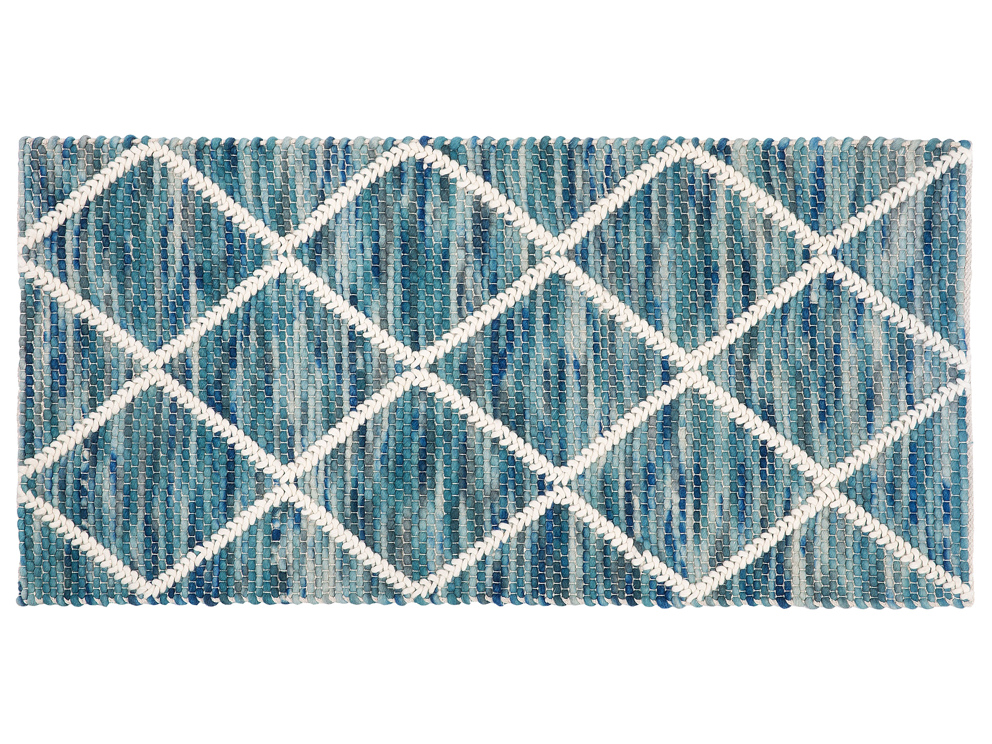Beliani Area Rug Blue 80 x 150 cm Wool Geometric Pattern
